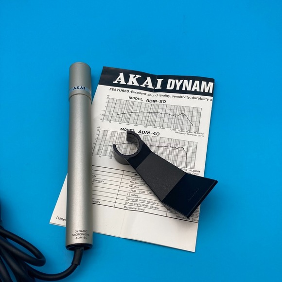 Vintage Akai ADM-60 Dynamic Microphone with Original Box & Clip - Picture 3 of 8